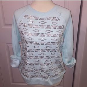 VS PINK Bling rhinestone Pullover Crew mint green